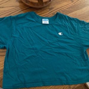 Large Champion Teal Crop top.